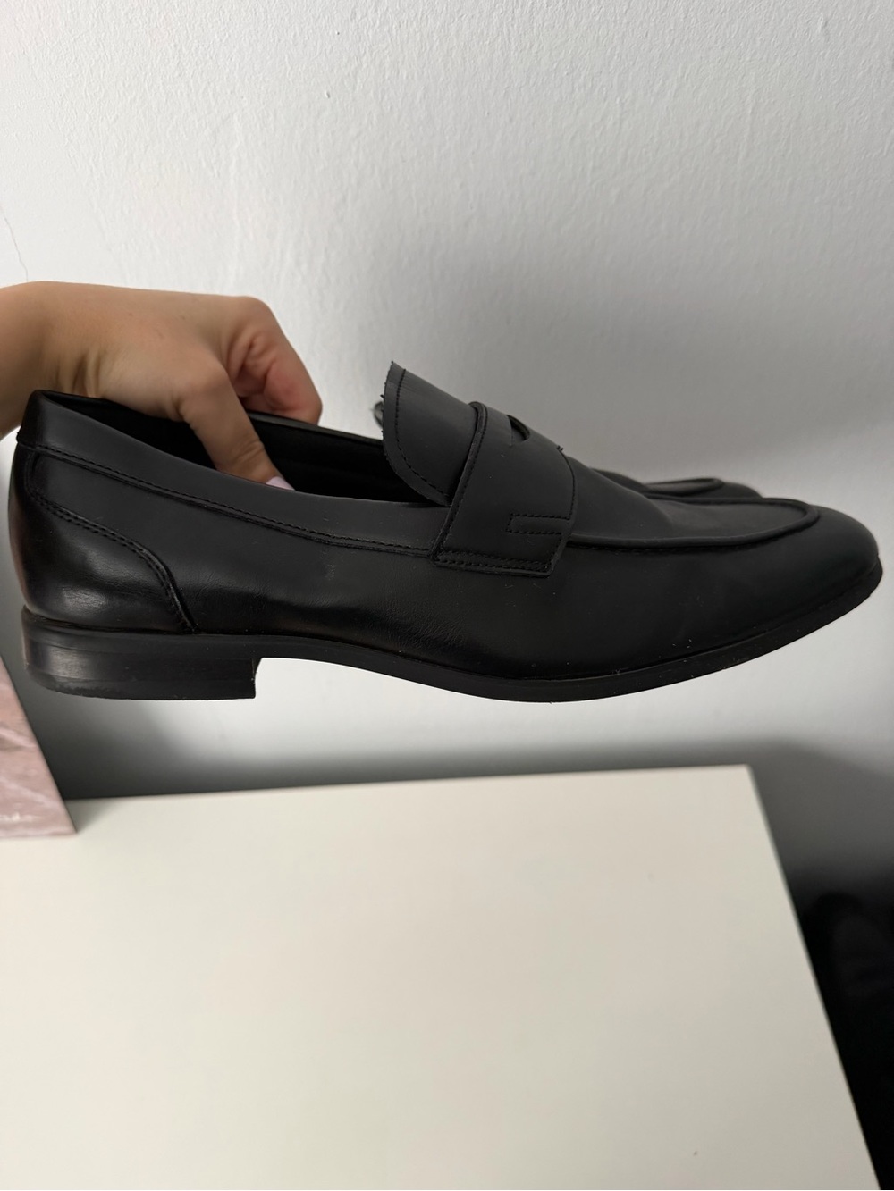 Men's Black Penny Loafers - Sleek Slip-On Dress Shoes